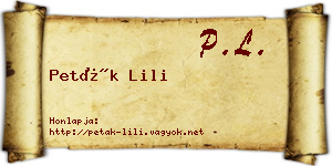 Peták Lili névjegykártya