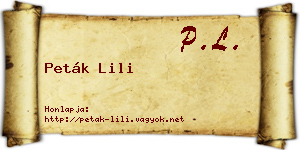 Peták Lili névjegykártya